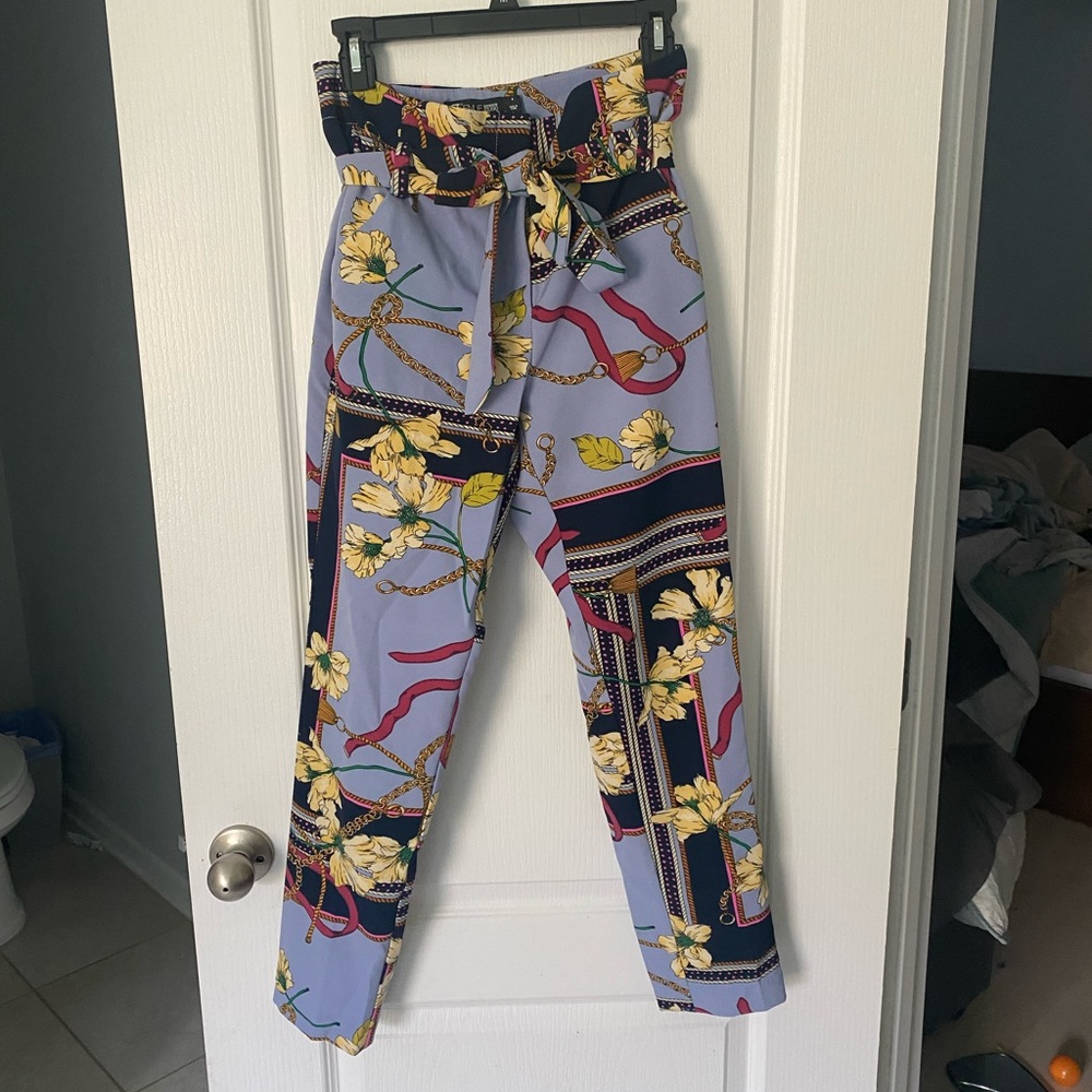 New York & Company Multi-Colored Crop Pants with Belt